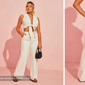 Pocketed White wide leg pants 🤍